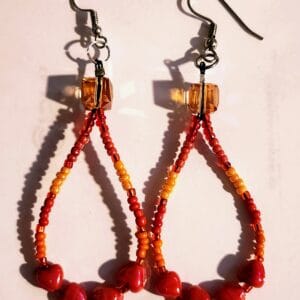 Orange Heart Earrings