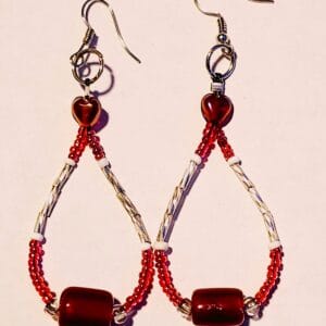 Ruby Red Heart Earrings